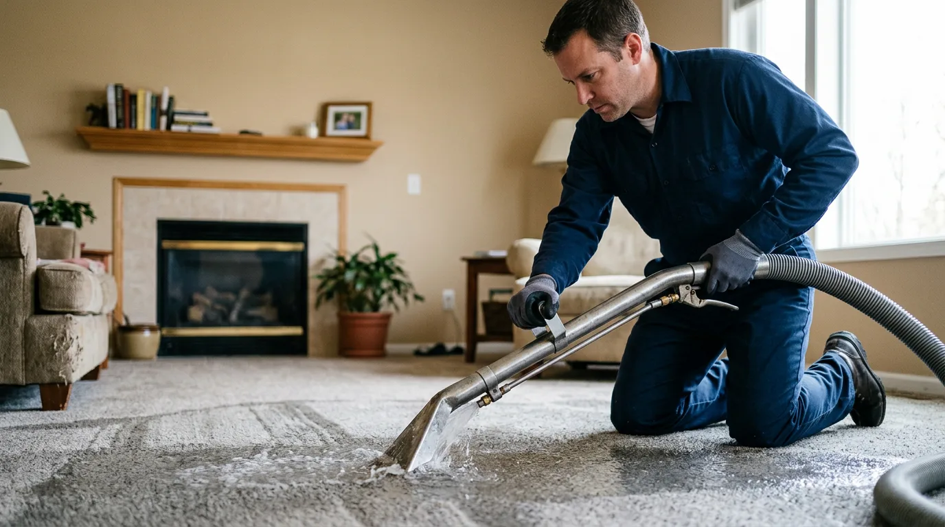 Water damage restoration technician working near Rockport, ME